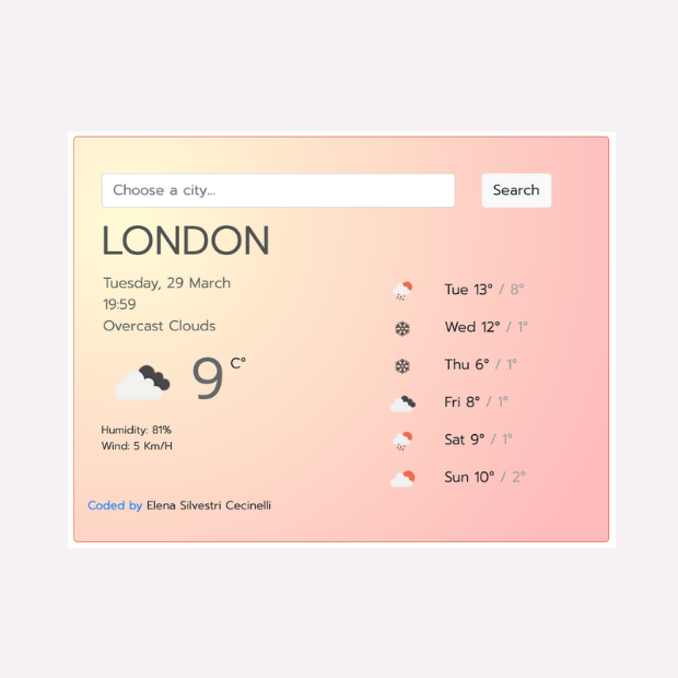 Weather app Project Preview